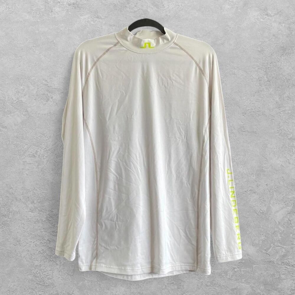 J.Lindeberg Golf Mock Neck Shirt Mens XL White Long Sleeve Base Layer